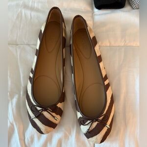 Ralph Lauren Brown and Cream Zebra Print Ballet Flats